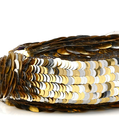 Fendi Sequin Lizard Crystal Baguette Silver Gold 8 of 10