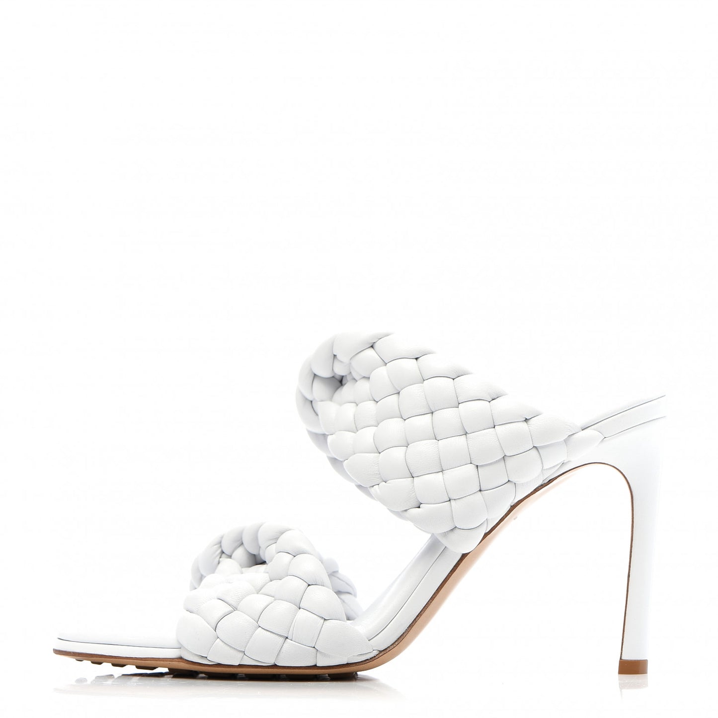 Nappa Twisted Padded Intrecciato Curve Slide Sandals 40 Optic White