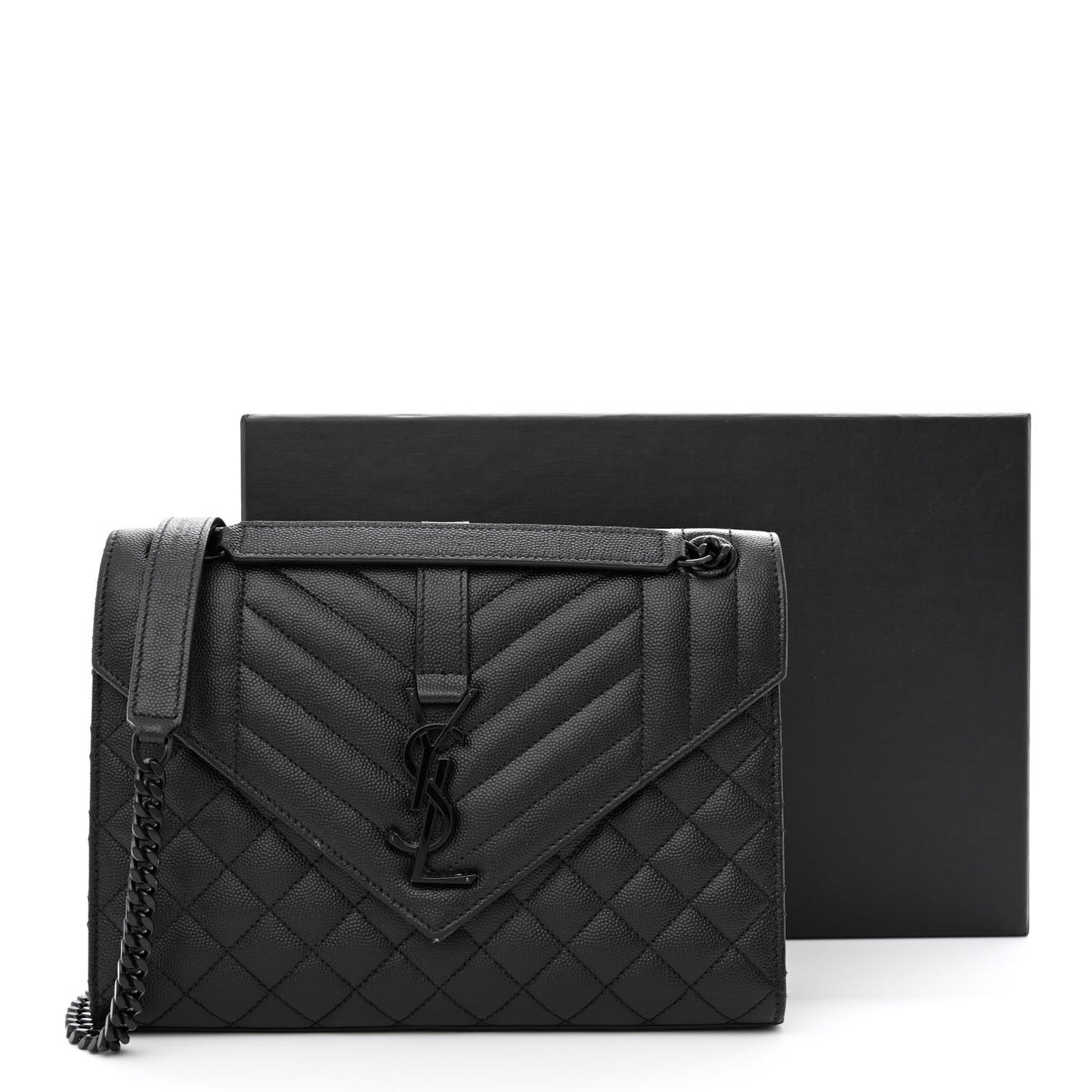 Grain De Poudre Textured Mixed Matelasse Triquilt Medium Monogram Monochrome Satchel Black