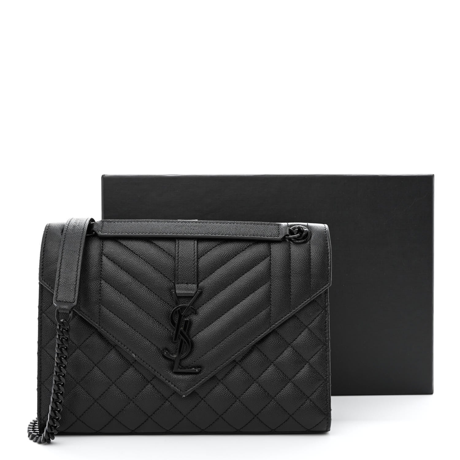 Saint Laurent Grain De Poudre Textured Mixed Matelasse Triquilt Medium Monogram Monochrome Satchel Black 11 of 11