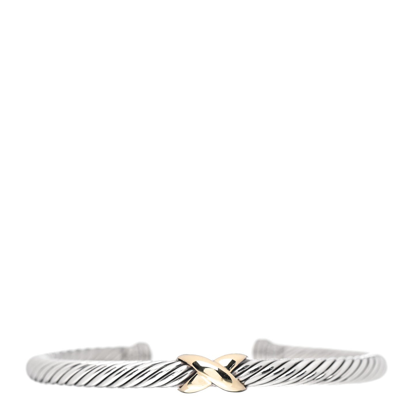 Sterling Silver 14K Yellow Gold 5mm X Station Cable Bracelet