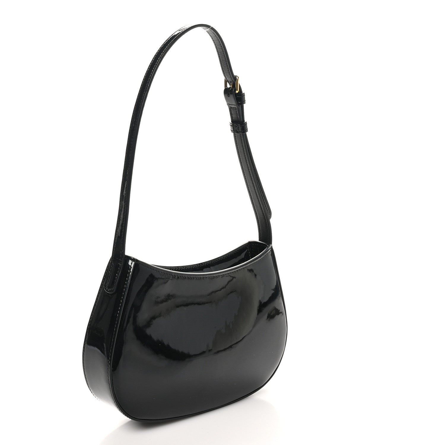 Celine Patent Calfskin Medium Tilly Triomphe Shoulder Bag Black 3 of 9