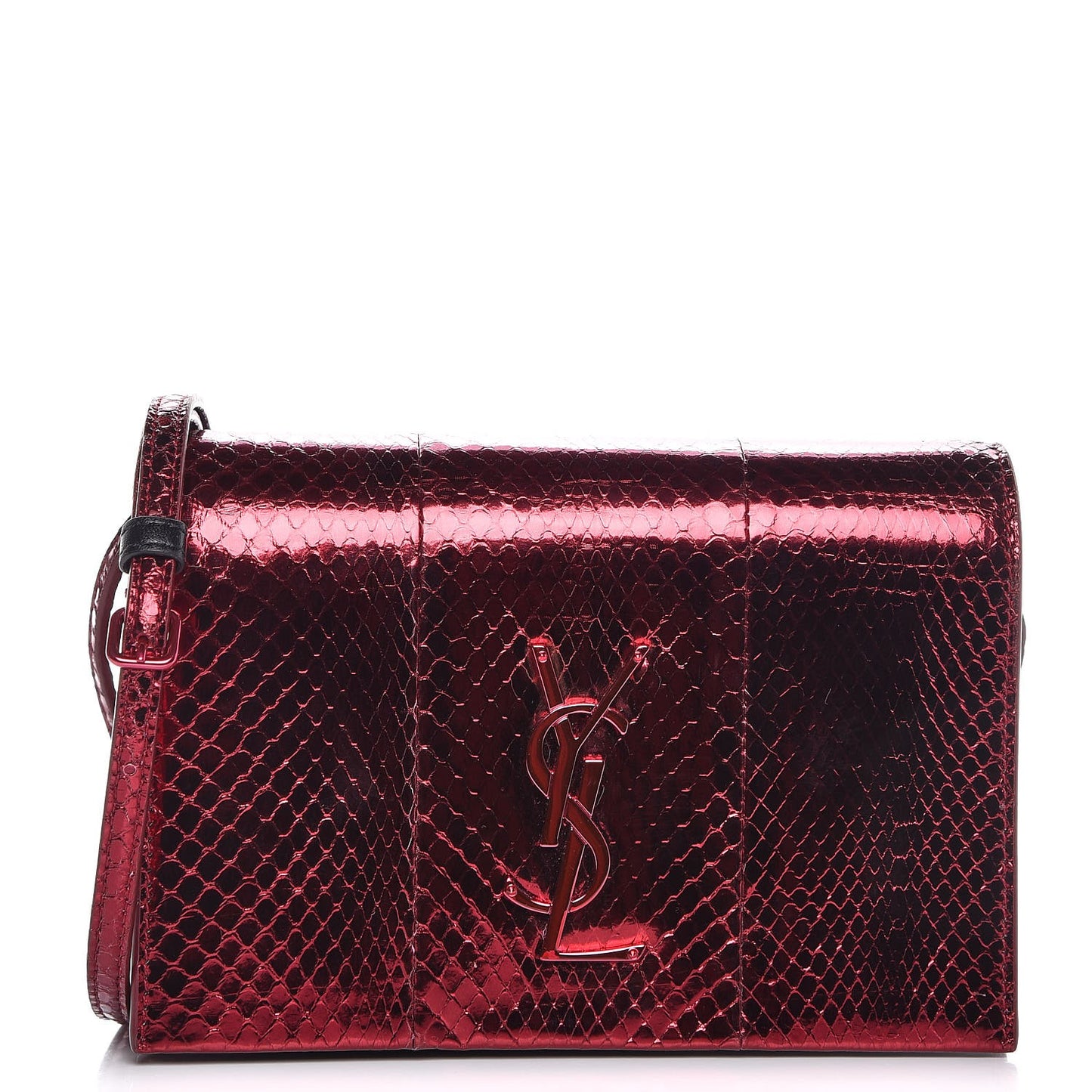 Metallic Snakeskin Monogram Toy Kate Strap Wallet Cherry