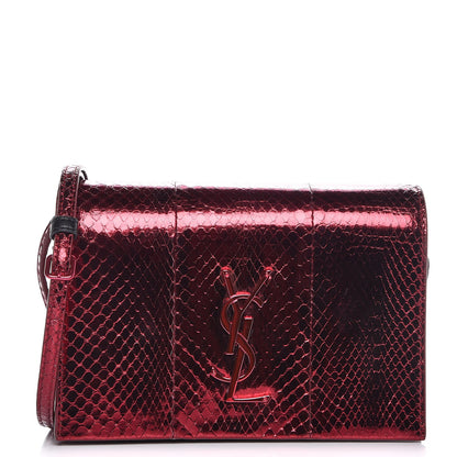 Saint Laurent Metallic Snakeskin Monogram Toy Kate Strap Wallet Cherry 1 of 6