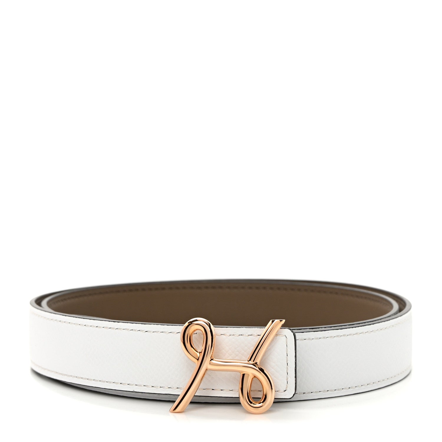 Hermes Swift Epsom 24mm H Cursives Belt 85 White Etoupe 1 of 7