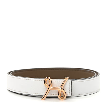 Hermes Swift Epsom 24mm H Cursives Belt 85 White Etoupe 1 of 7