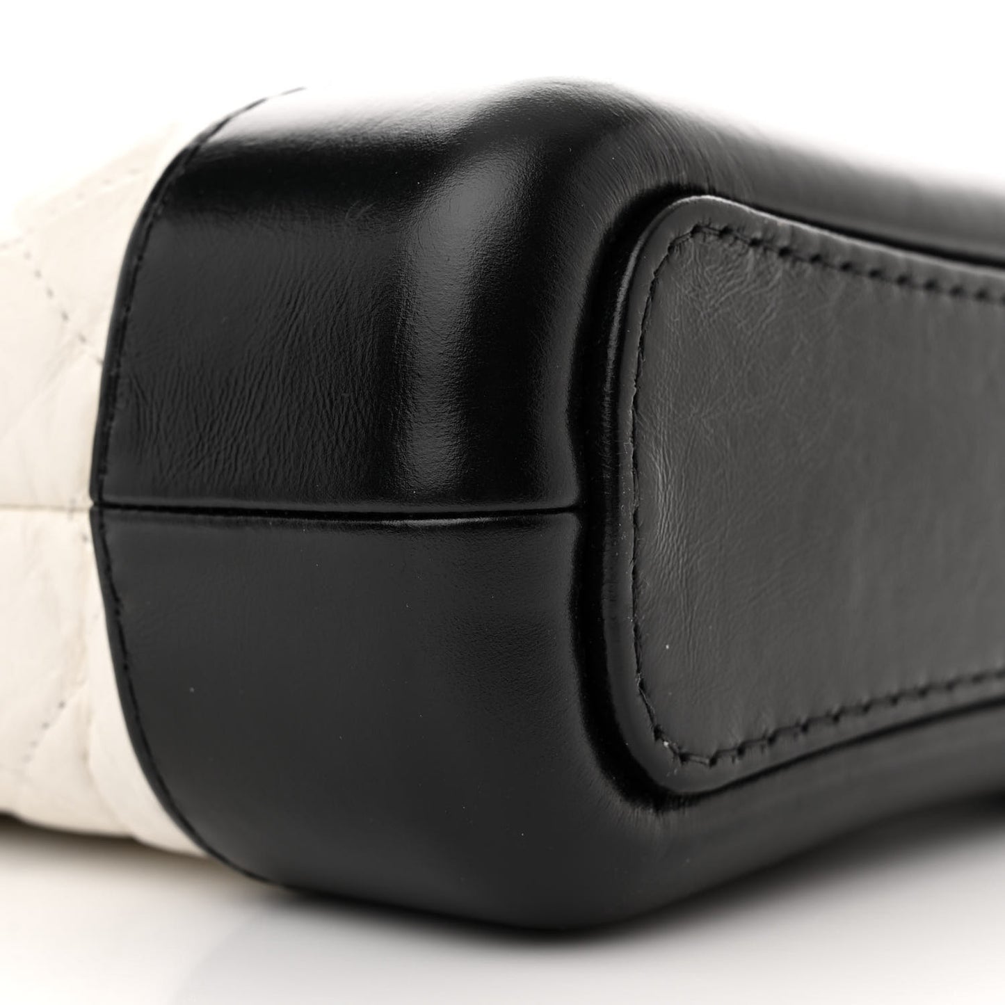 Aged Calfskin Quilted Small Gabrielle Hobo Black White