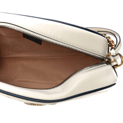 Gucci Vintage Effect Calfskin Matelasse Diagonal Small Torchon GG Marmont Chain Shoulder Bag Mystic White Blue Agata 13 of 13