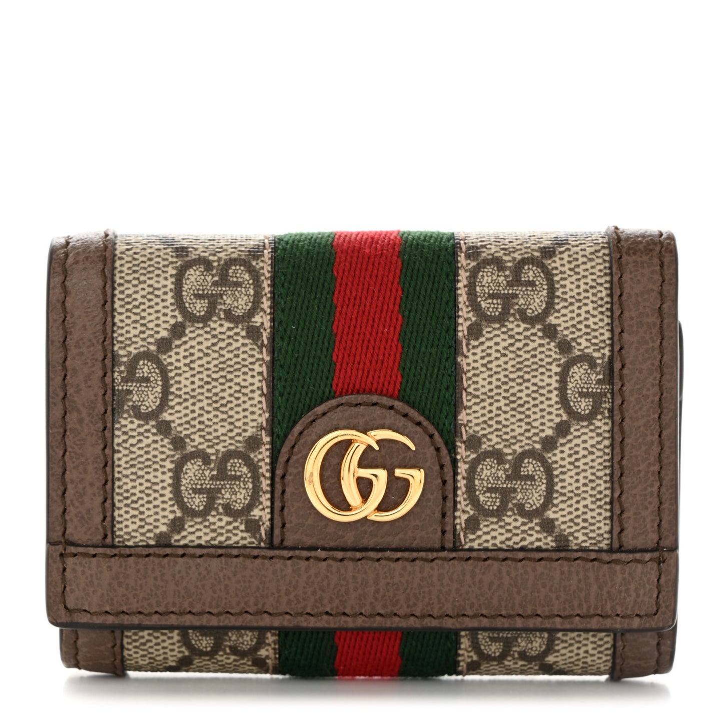 GG Supreme Monogram Web Ophidia Bi-Fold Wallet Beige New Acero