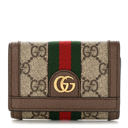 Gucci GG Supreme Monogram Web Ophidia Bi-Fold Wallet Beige New Acero 1 of 9