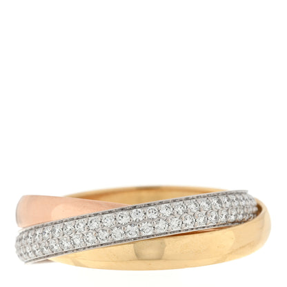 Cartier 18K White Yellow Pink Gold Diamond Small Trinity Paved Ring 53 6.5 1 of 5