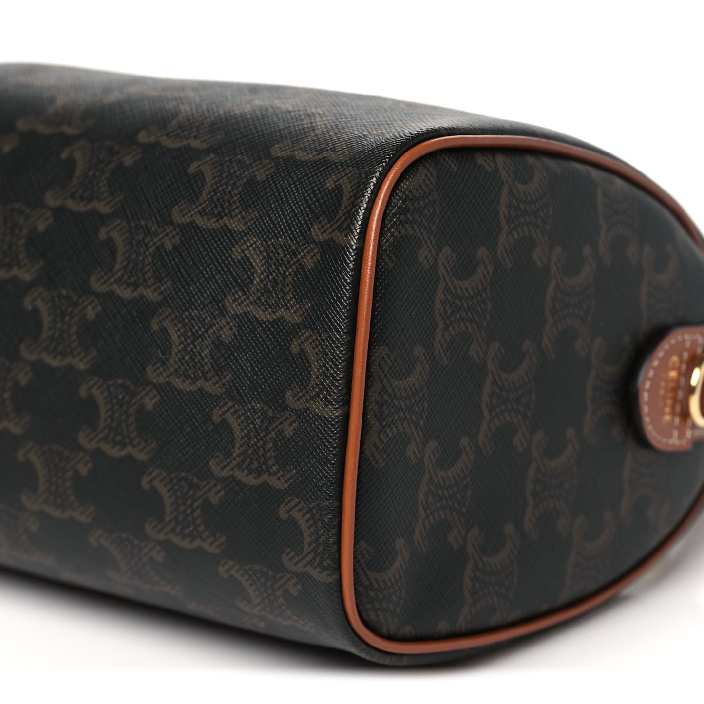 Triomphe Canvas Calfskin Small Boston Bag Tan