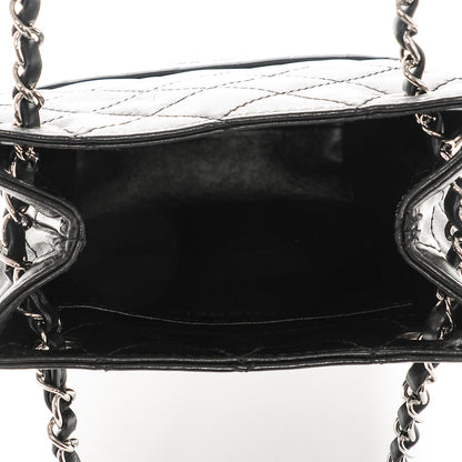 Chanel Lambskin Quilted Bi-Color Drawstring Shoulder Bag Black White 5 of 7