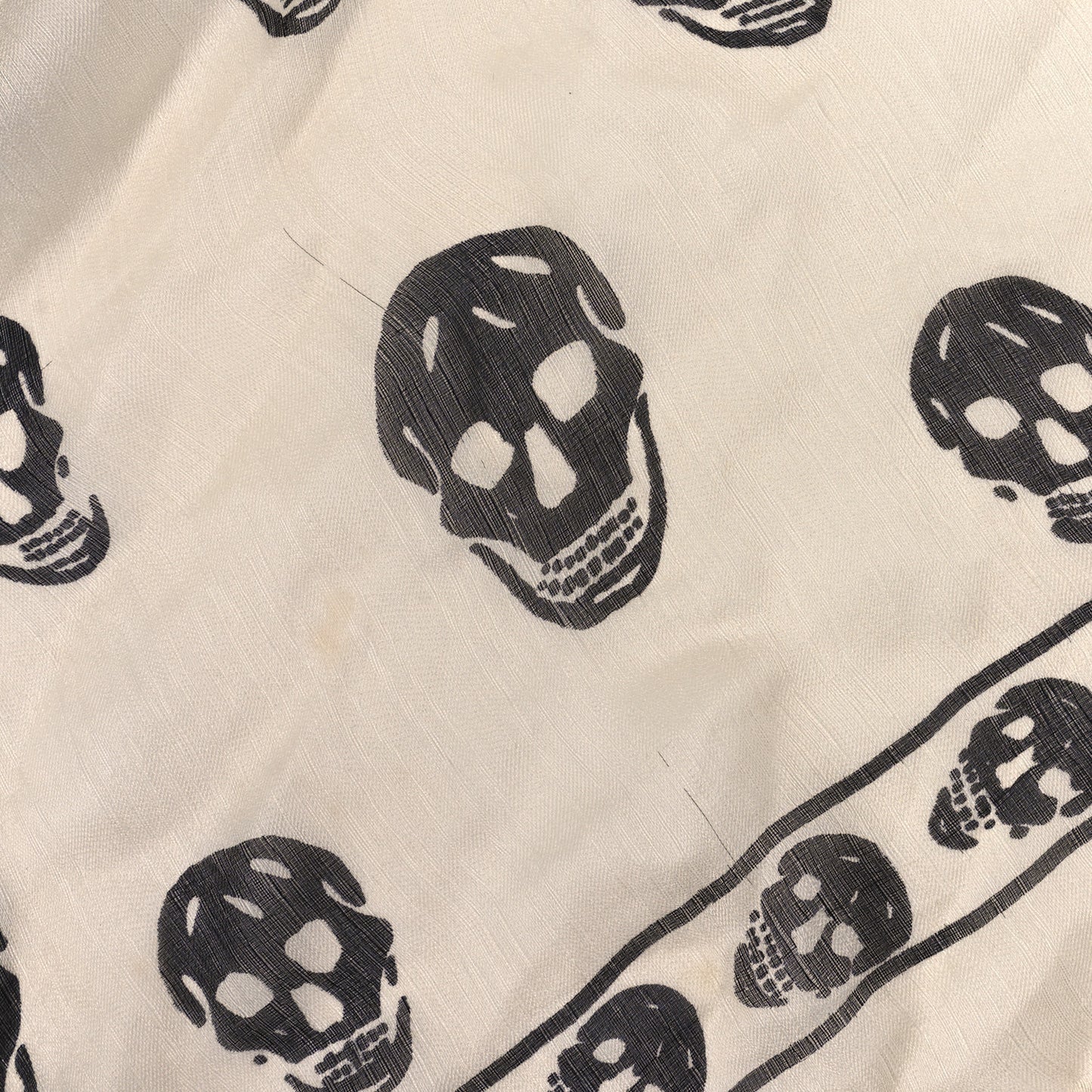 Silk Chiffon Skull Scarf Ivory Black