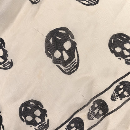Alexander McQueen Silk Chiffon Skull Scarf Ivory Black 4 of 6