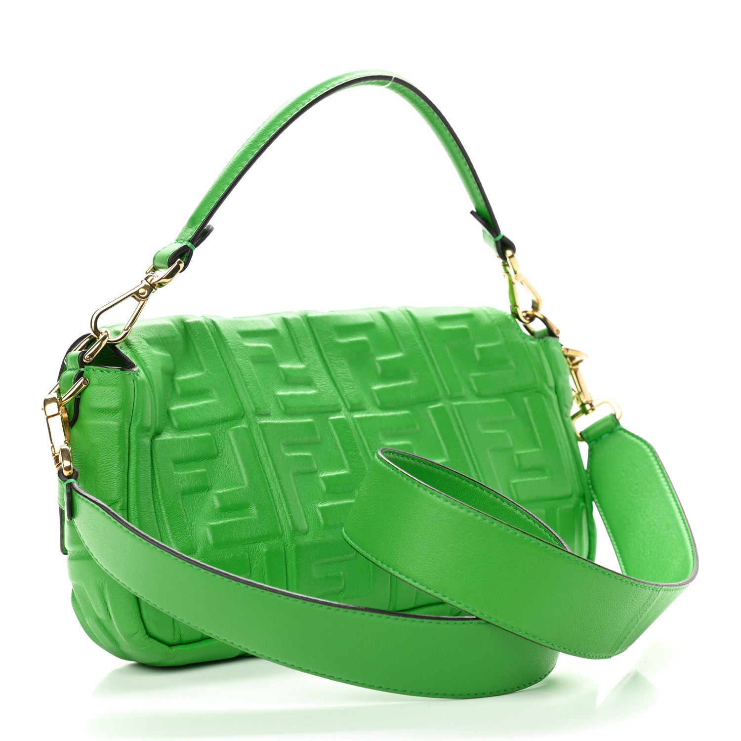 Fendi Nappa FF 1974 Embossed Baguette Tomatillo 2 of 8