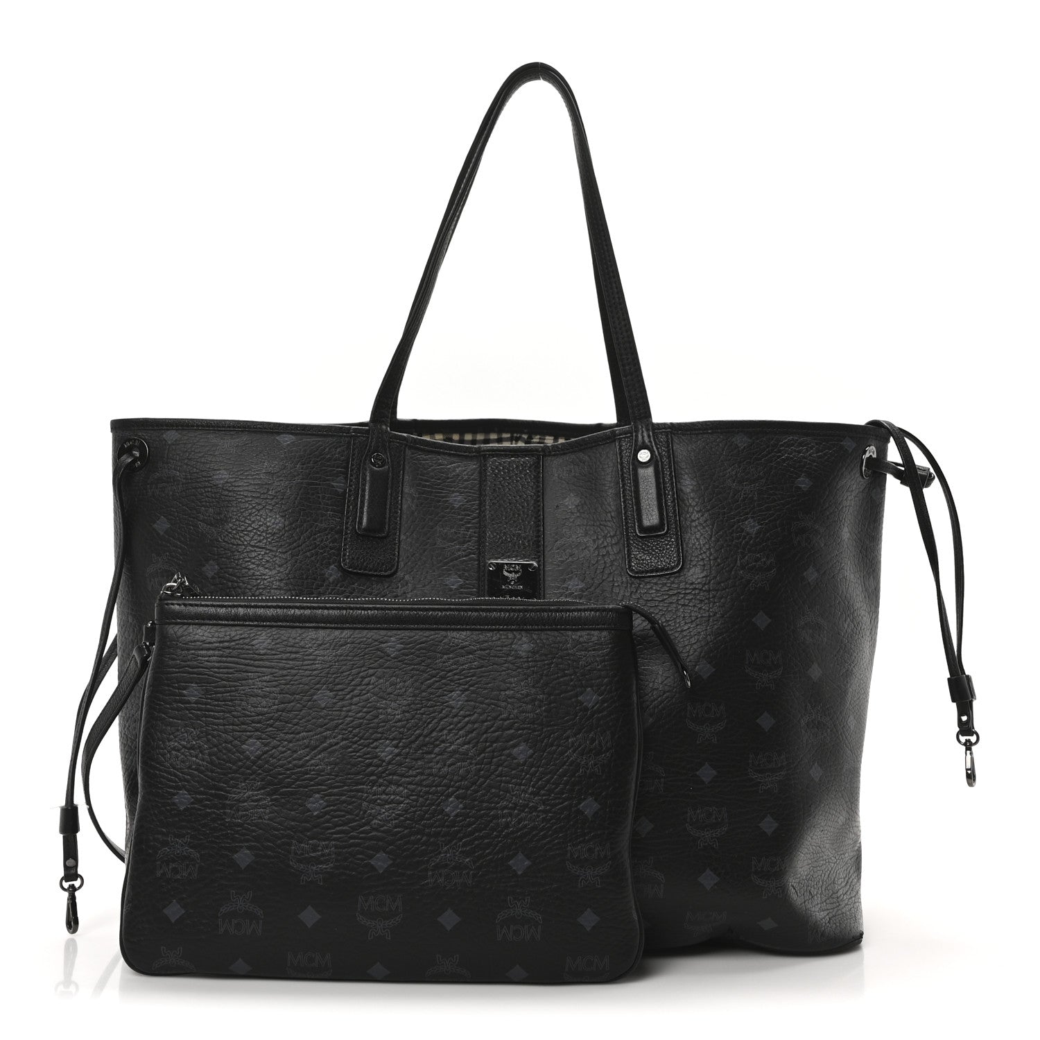 MCM Visetos Large Liz Reversible Shopper Tote Black 3 of 10