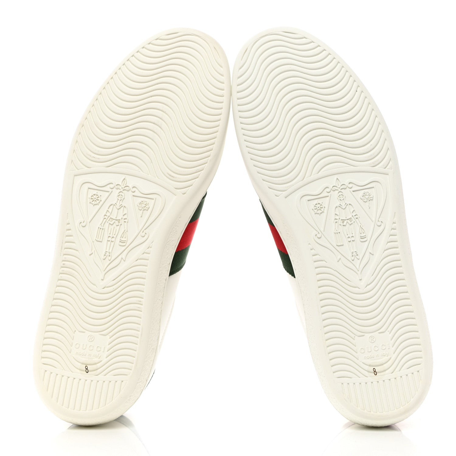 Gucci Calfskin Web Apple Embroidered Mens Ace Sneakers 8 White 5 of 10