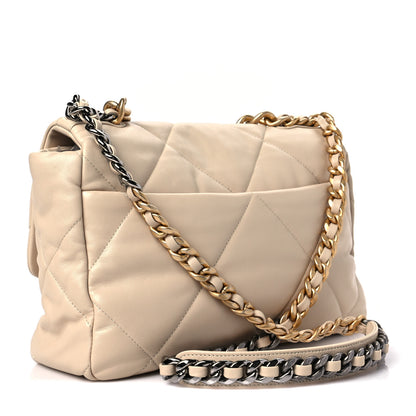 Chanel Lambskin Quilted Large Chanel 19 Flap Beige 3 of 8