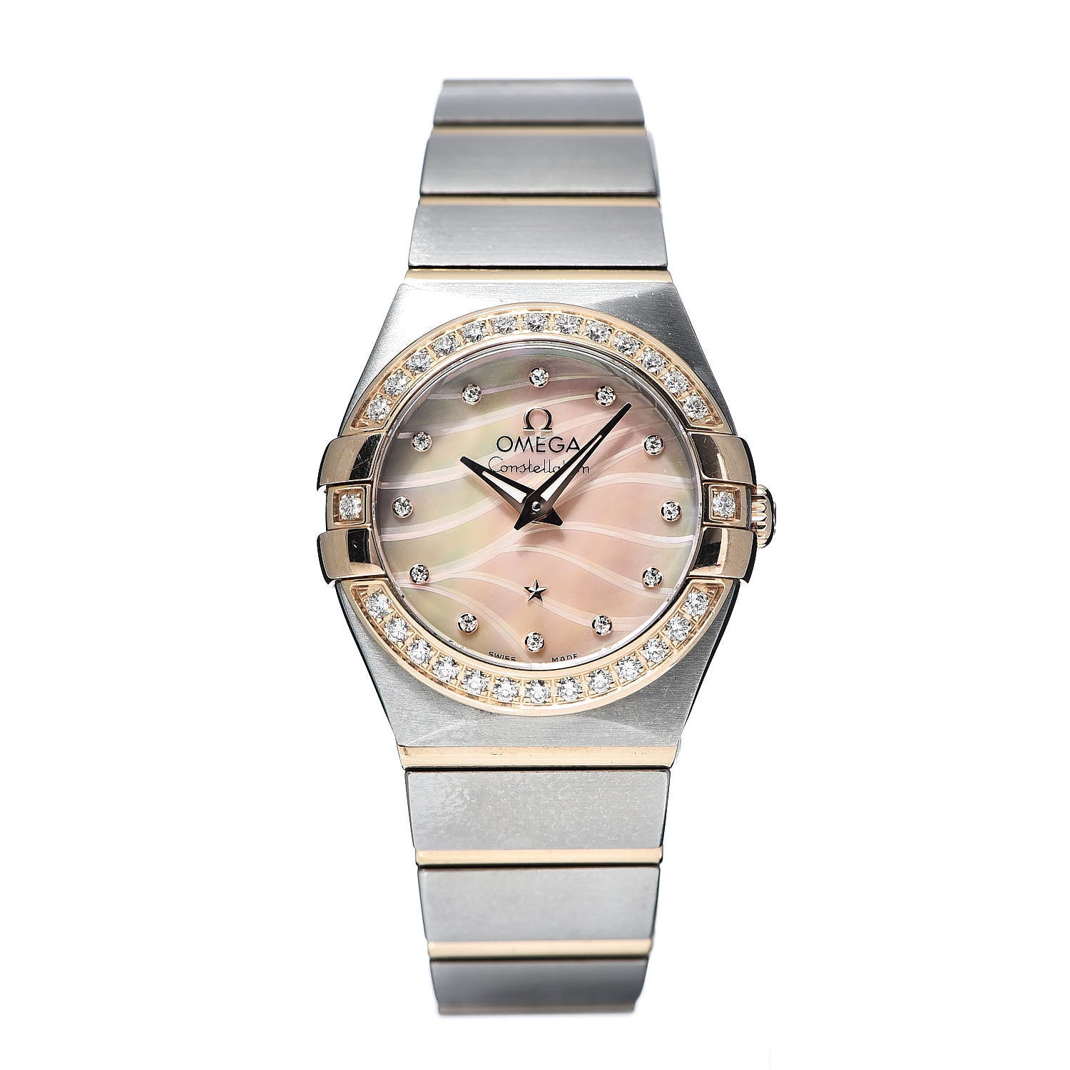 Omega Stainless Steel 18K Yellow Gold Diamond Bezel Mother of Pearl 24mm Constellation Quartz Watch 123.25.24.60.57.002 1 of 6