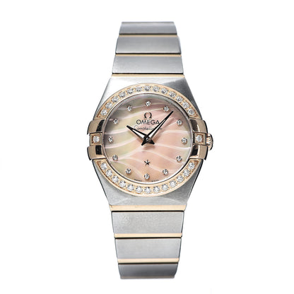 Omega Stainless Steel 18K Yellow Gold Diamond Bezel Mother of Pearl 24mm Constellation Quartz Watch 123.25.24.60.57.002 1 of 6