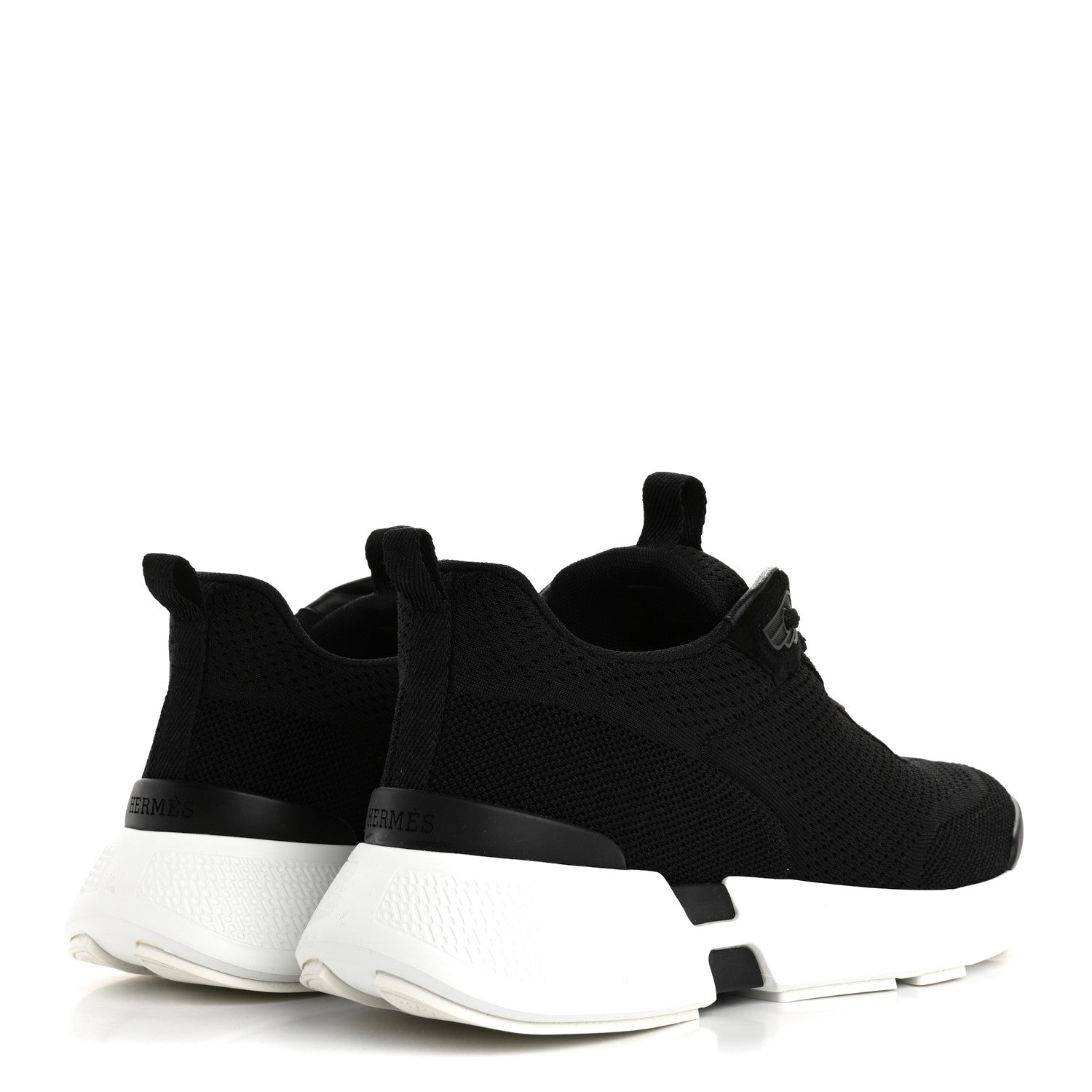 Hermes Technical Knit Suede Heros Sneakers 39 Black 5 of 14