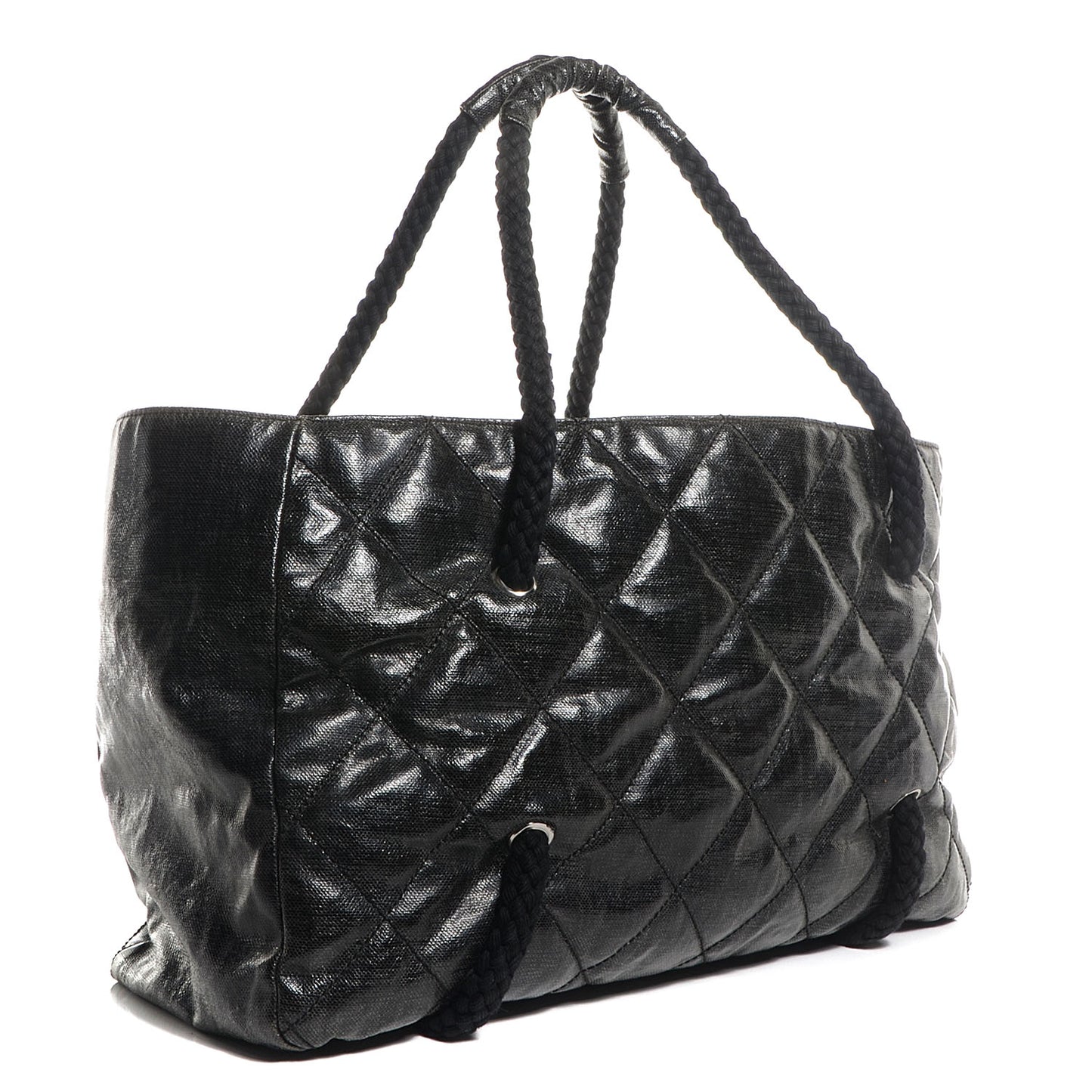 Coated Canvas Large CC Tote Black White