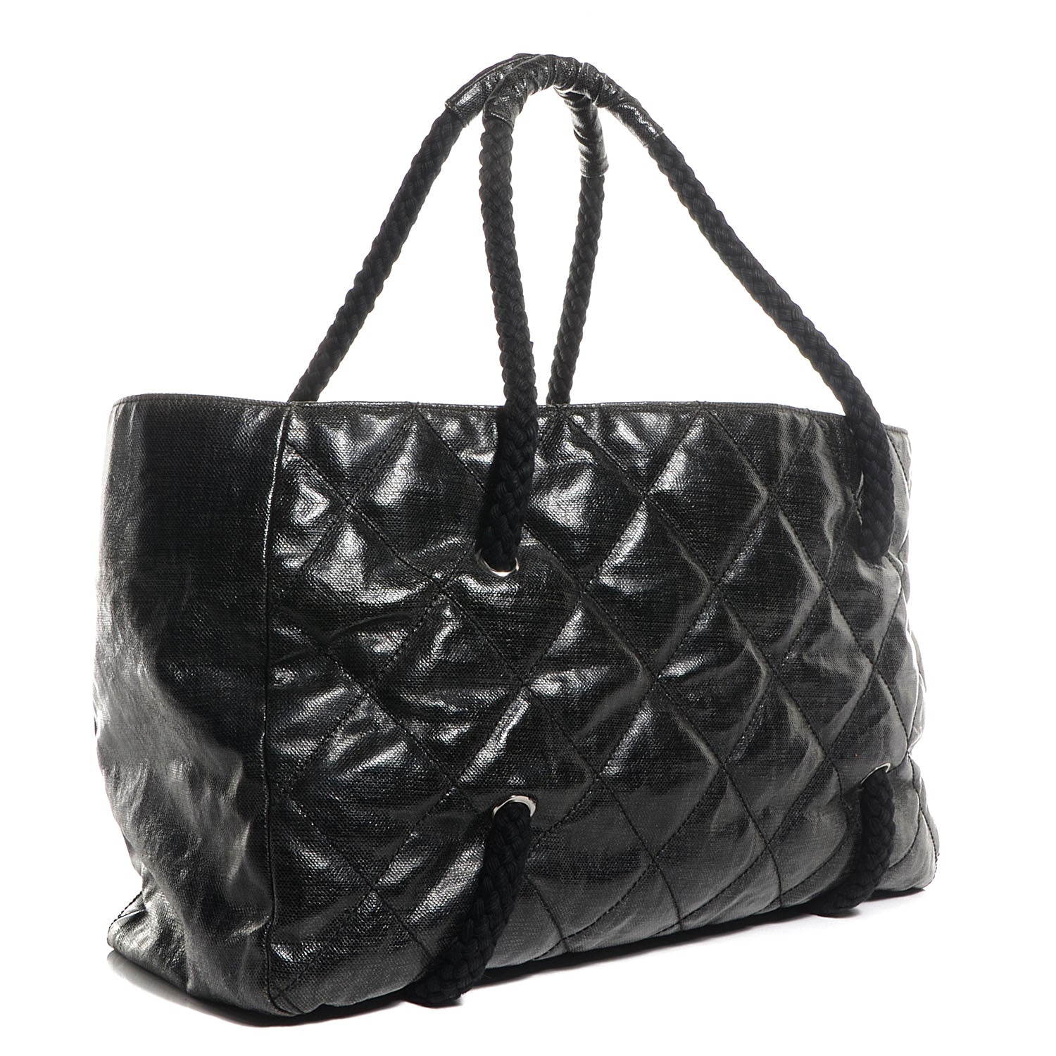 Chanel Coated Canvas Large CC Tote Black White 3 of 8
