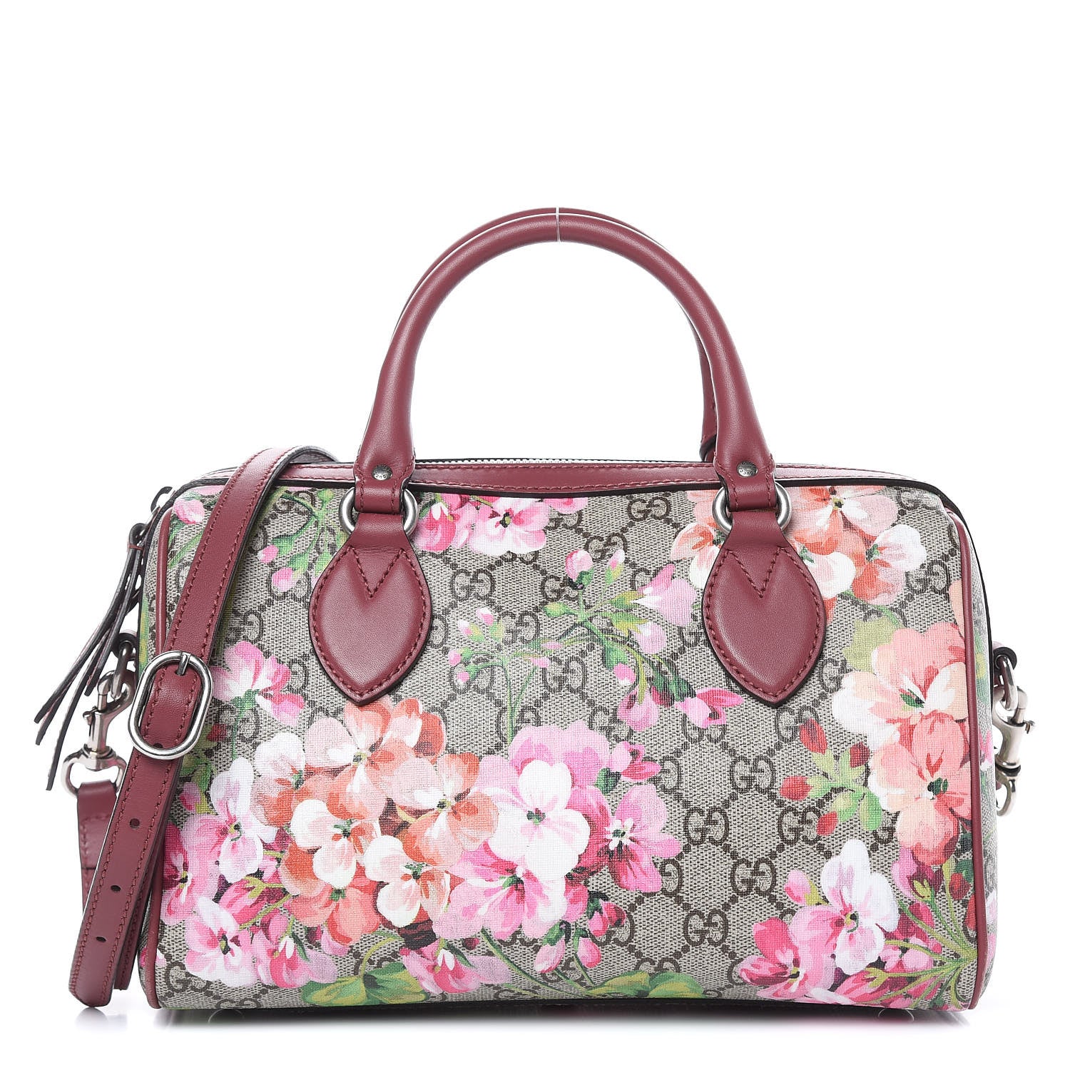 Gucci GG Supreme Monogram Blooms Small Boston Beige Multicolor Dry Rose 1 of 13