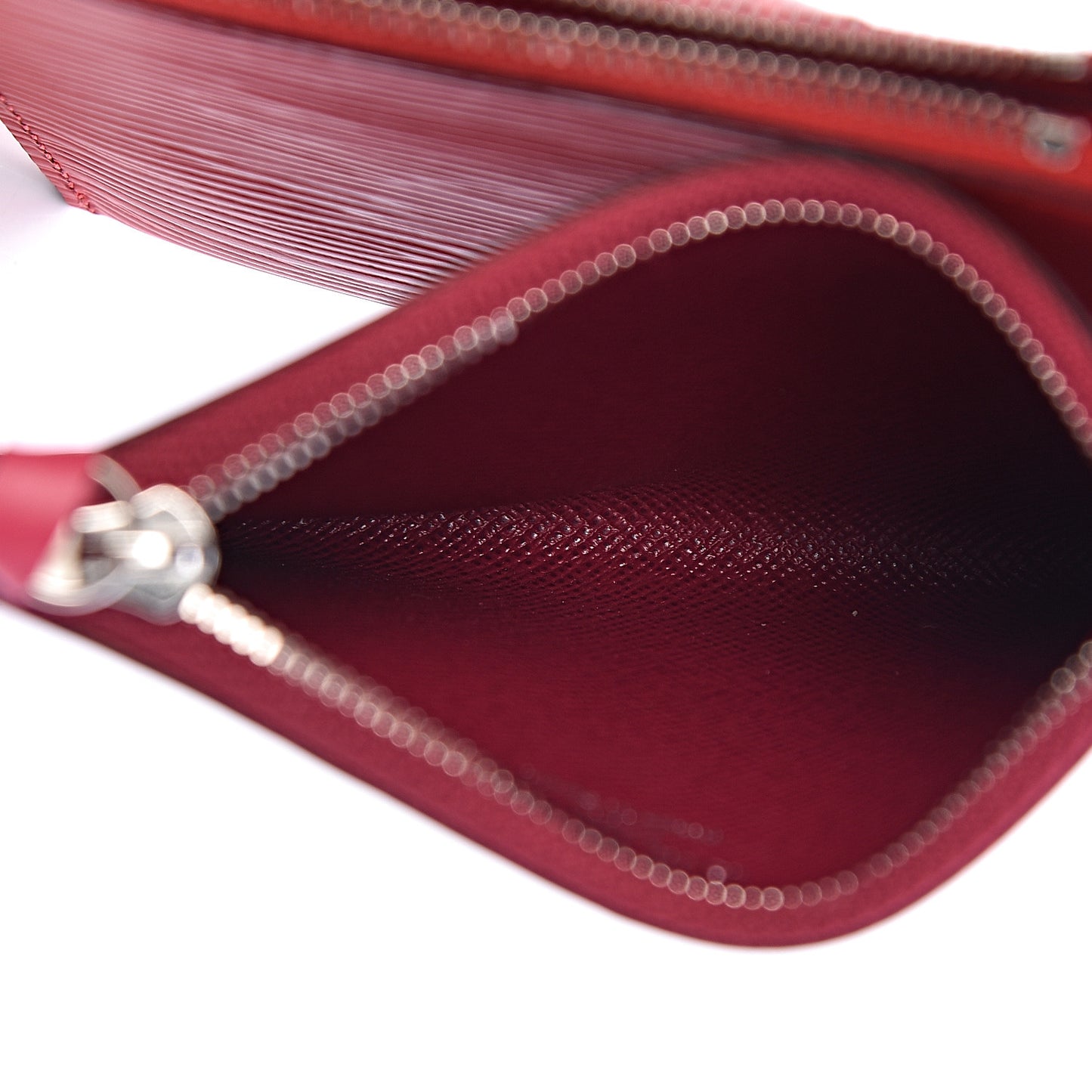 Epi Trio Card Case Wallet Rose Ballerine Rouge Fuchsia