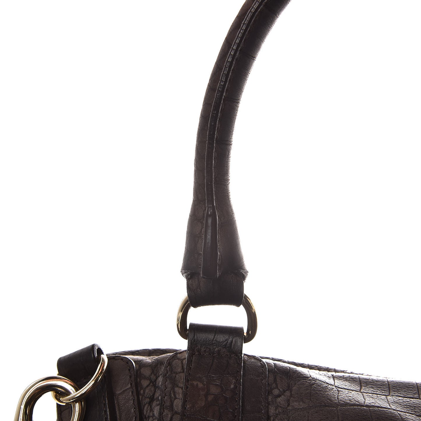 Nubuck Crocodile Embossed Medium Pandora Dark Grey