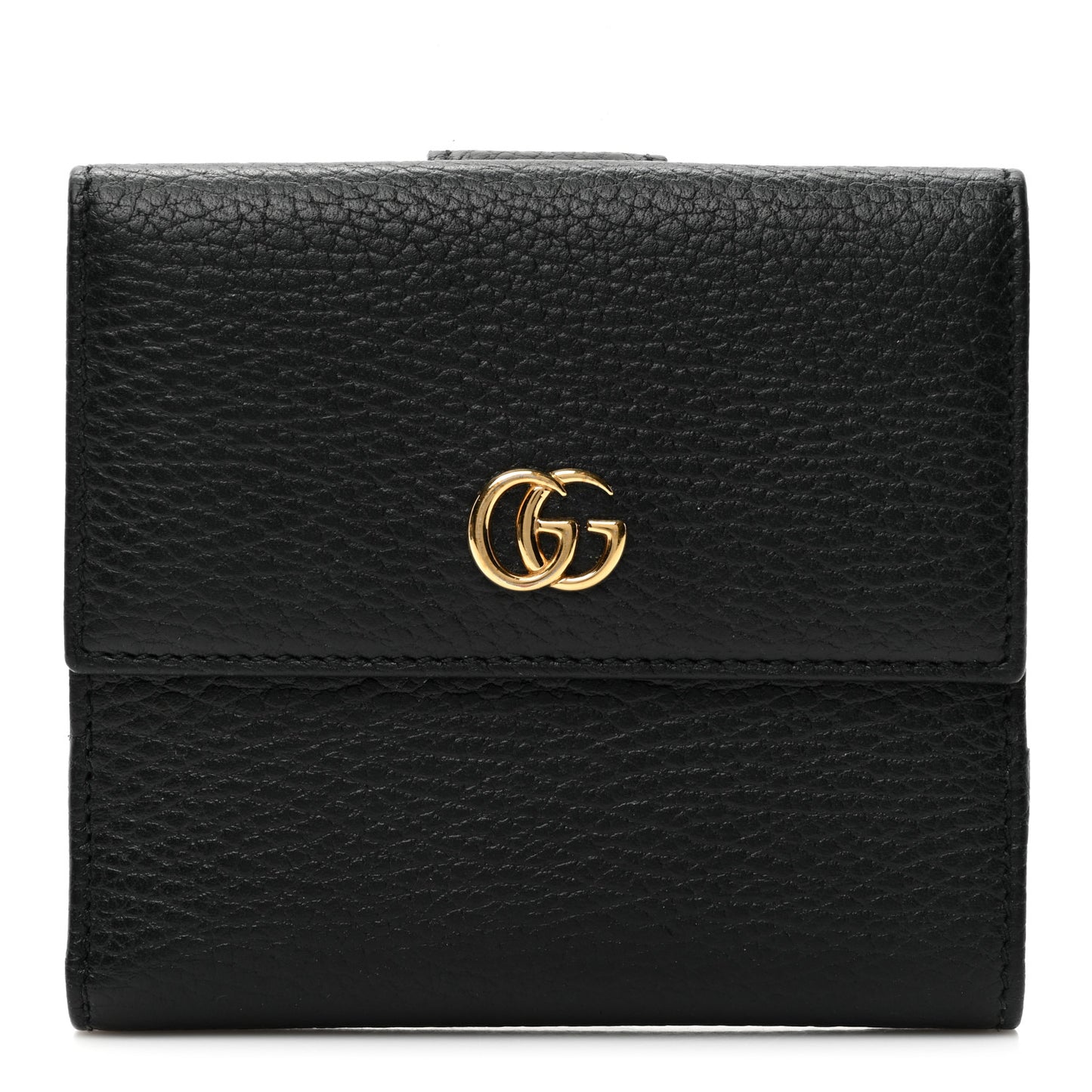 Dollar Calfskin Double G French Flap Wallet Black