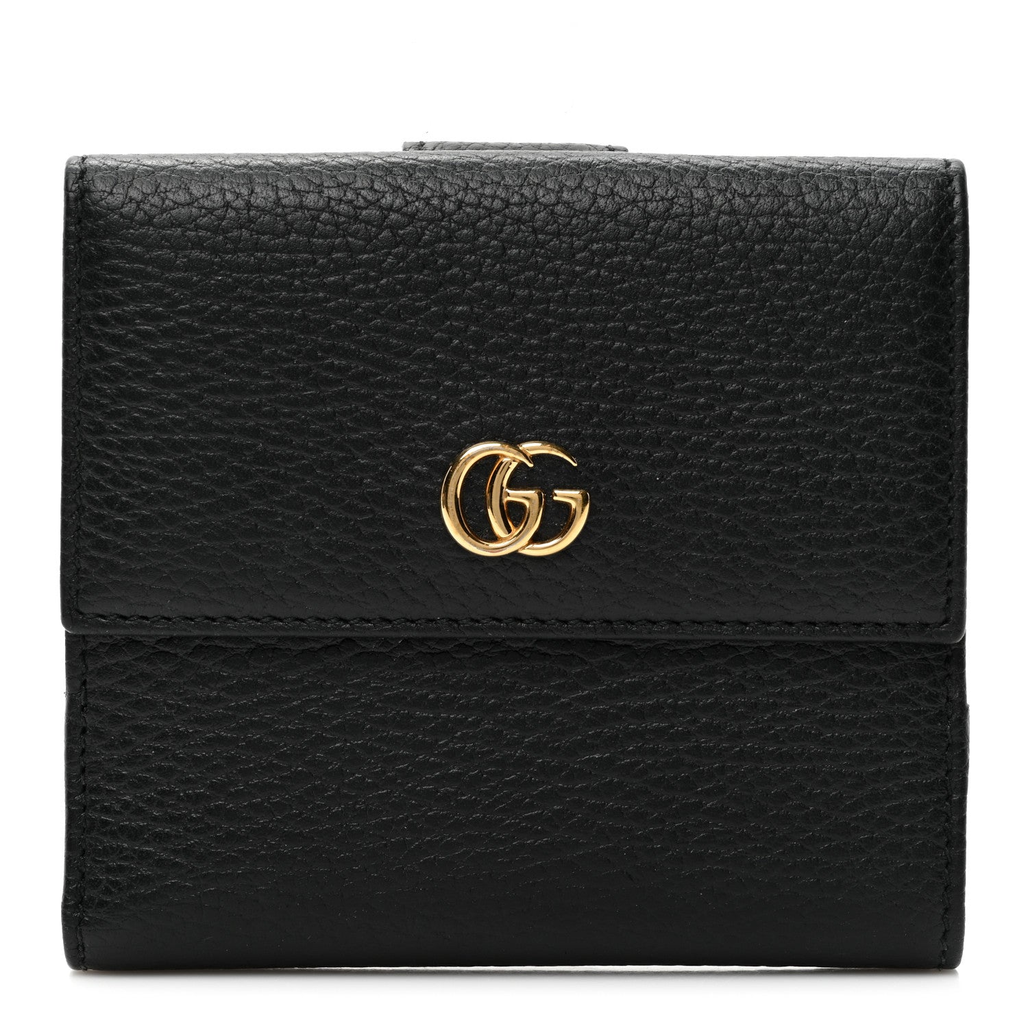 Gucci Dollar Calfskin Double G French Flap Wallet Black 1 of 7