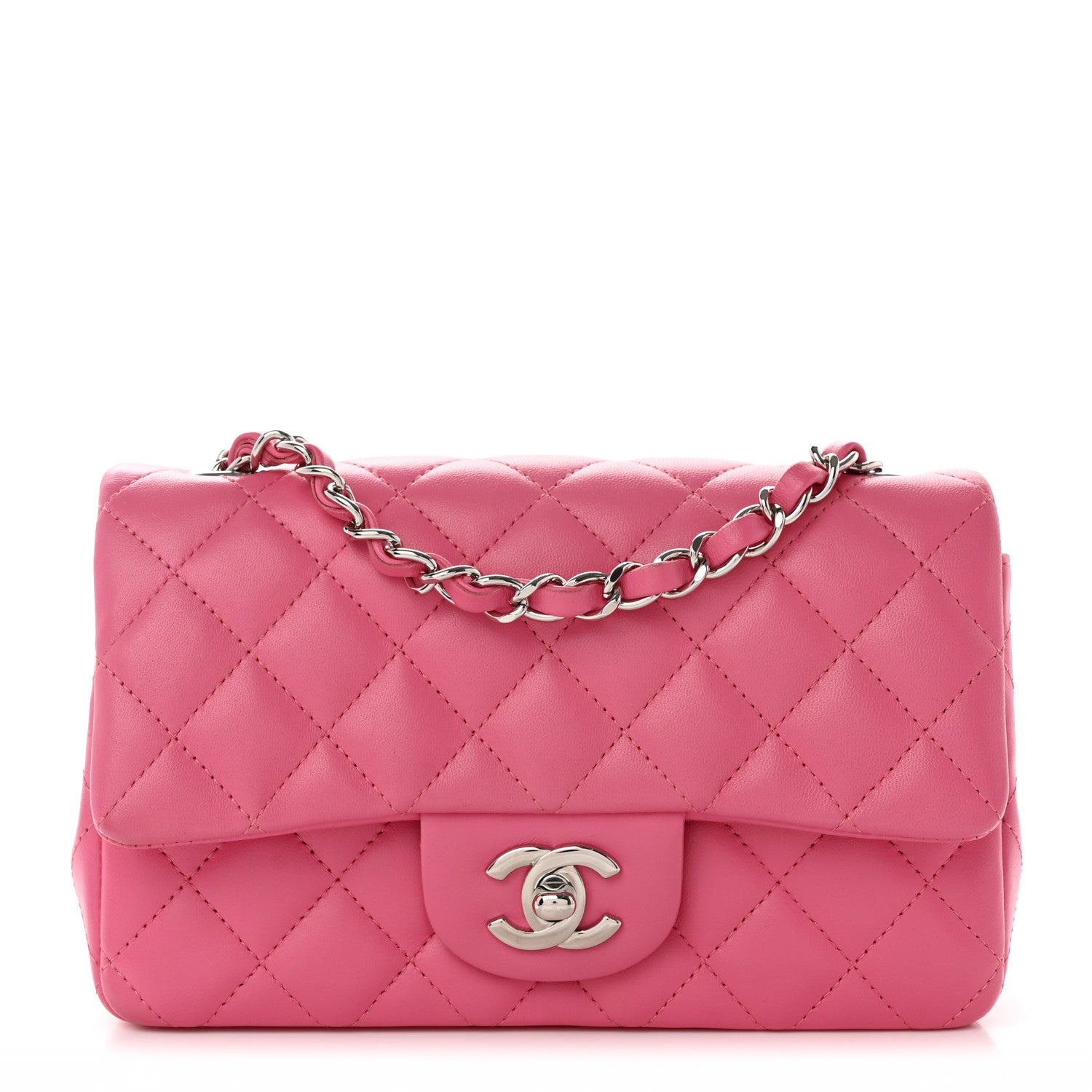 Chanel Lambskin Quilted Mini Rectangular Flap Pink 1 of 14