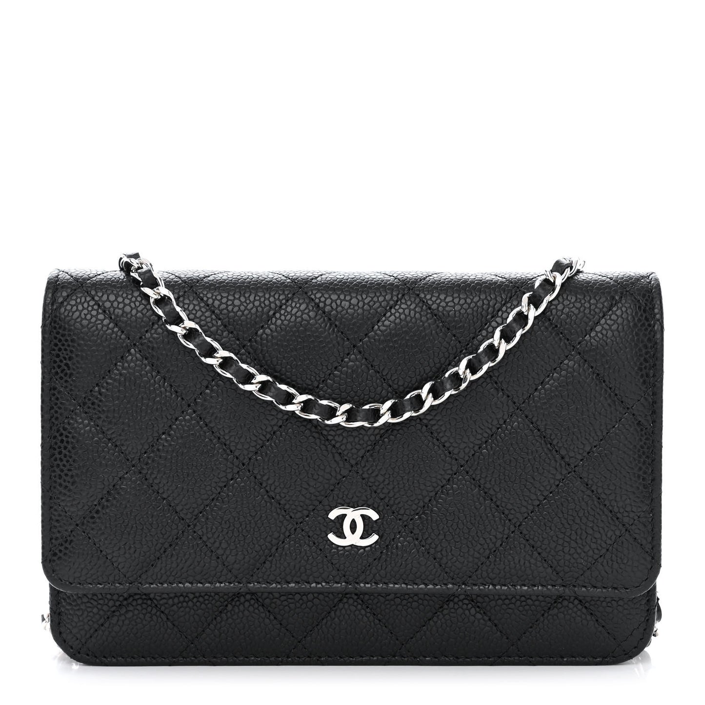 Caviar Quilted Wallet on Chain WOC Black