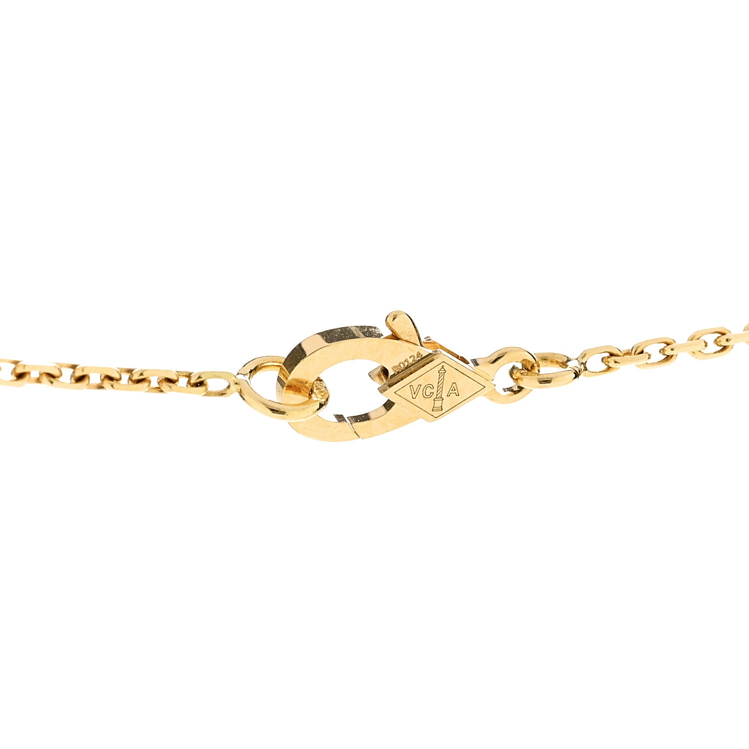 Van Cleef & Arpels 18K Yellow Gold Diamond Yellow Mother of Pearl Vintage Alhambra Pendant Necklace 5 of 7