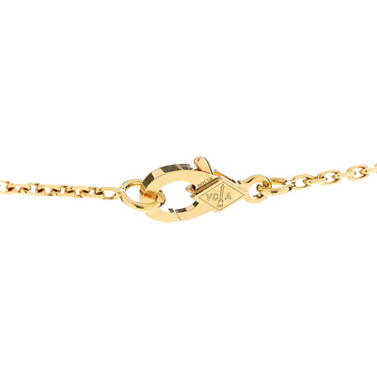 Van Cleef & Arpels 18K Yellow Gold Diamond Yellow Mother of Pearl Vintage Alhambra Pendant Necklace 5 of 7