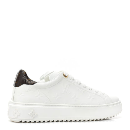 Louis Vuitton Lambskin Embossed Monogram Time Out Sneakers 38.5 White 4 of 9