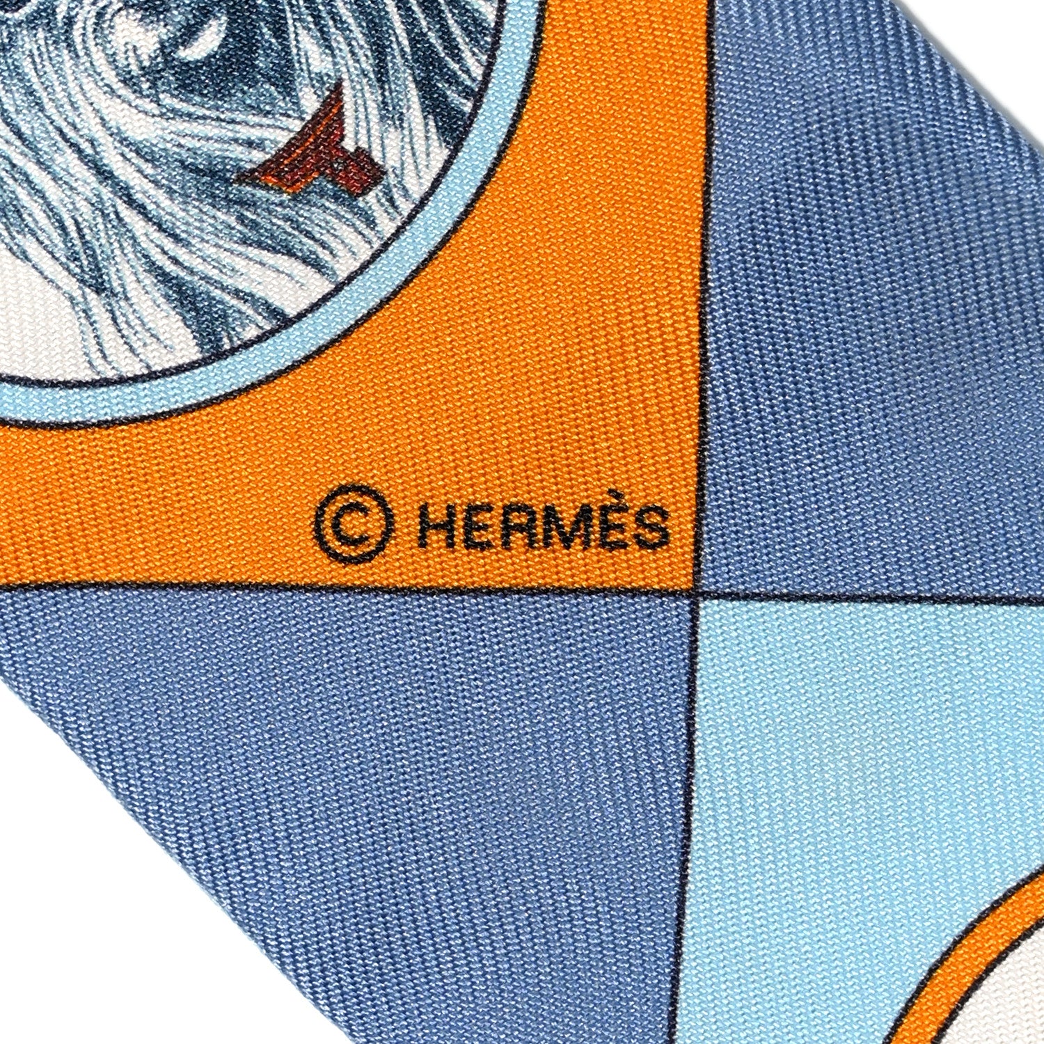 Hermes Silk Colliers Et Chiens Twilly Ciel Orange Gris Bleuete 3 of 6