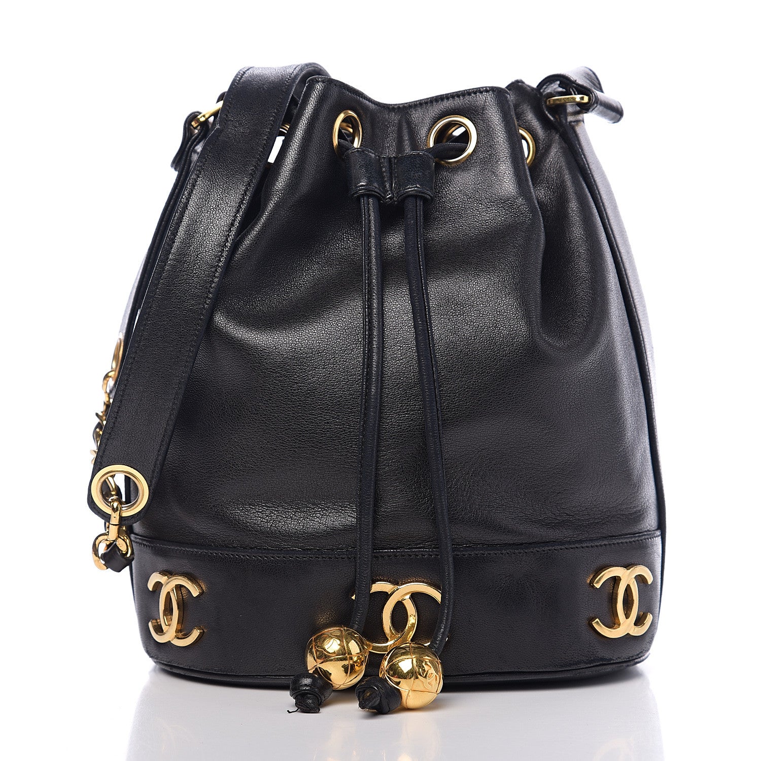 Chanel Lambskin CC Drawstring Shoulder Bag Black 2 of 11