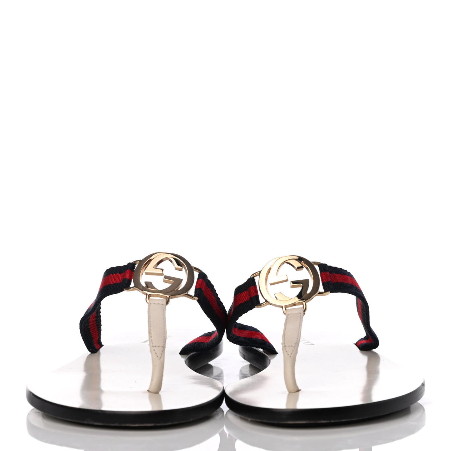 Nylon Calfskin Web Womens Thong Sandals 35 White Blue Red