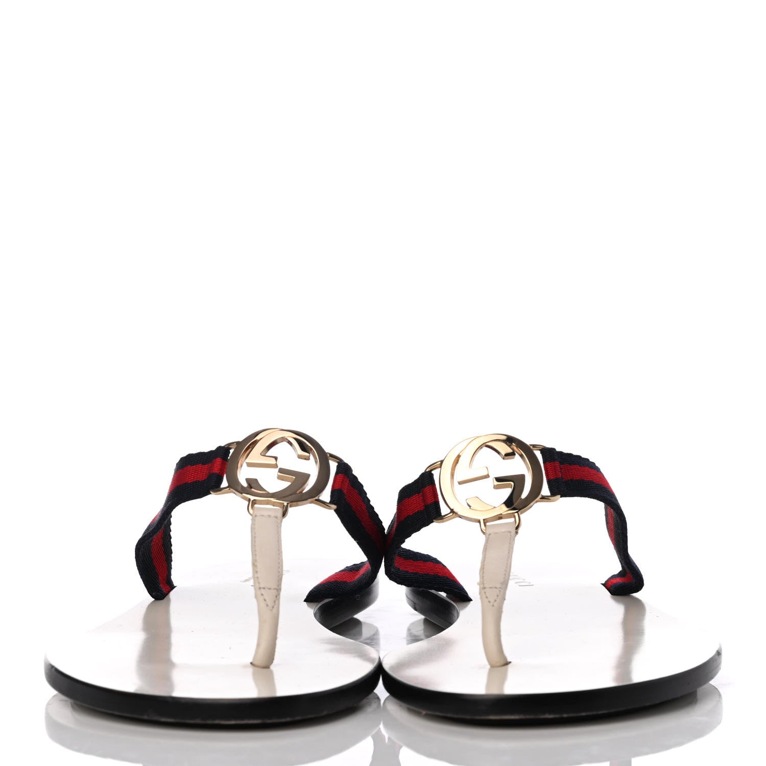 Gucci Nylon Calfskin Web Womens Thong Sandals 35 White Blue Red 2 of 7