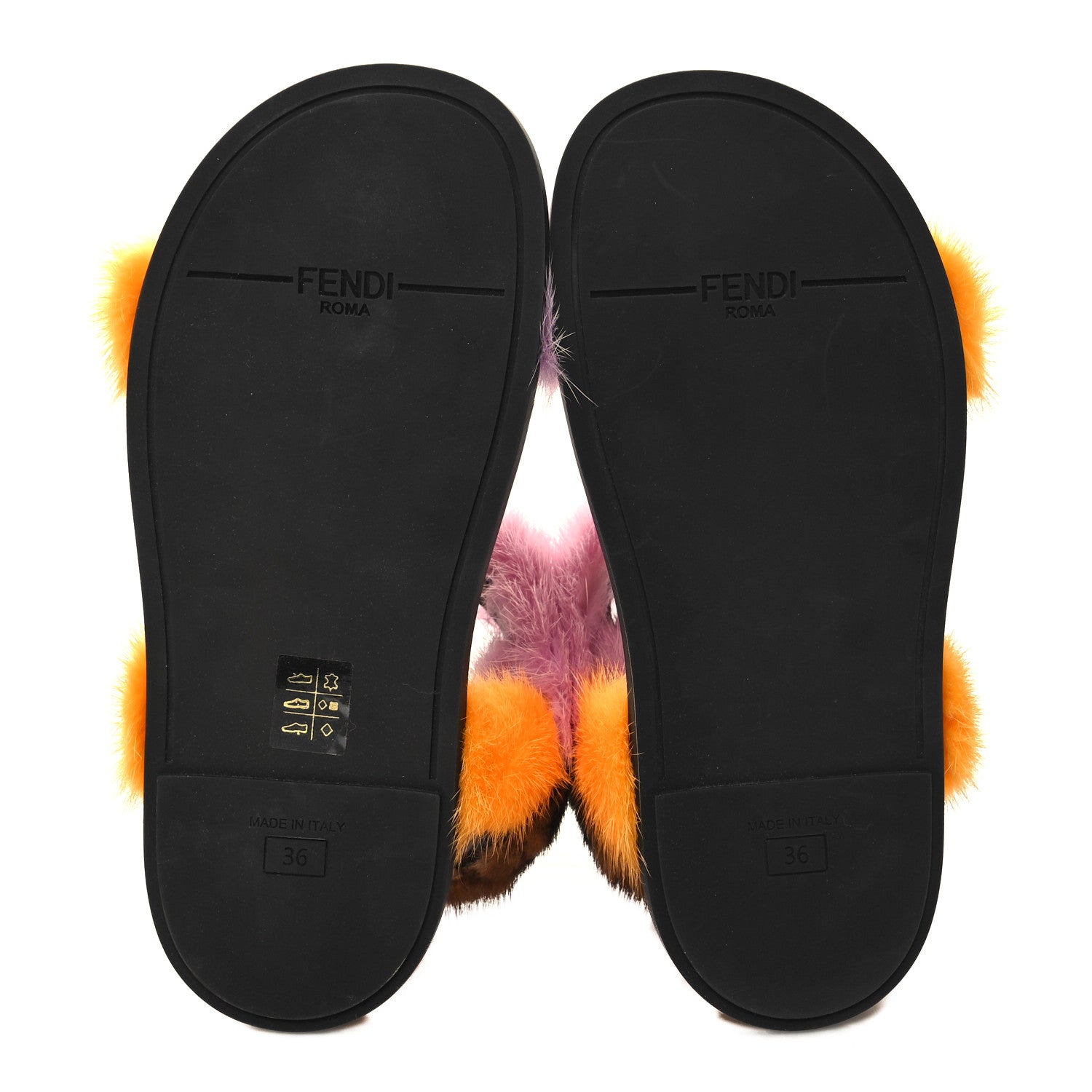 Fendi Mink Fur FF Feel Sandals 36 Tobacco Multicolor 5 of 9