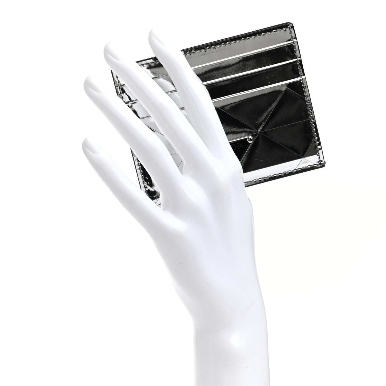 Prada Spazzolato Triangle Patterned Card Holder Argento 2 of 7