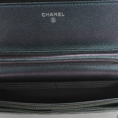 Chanel Iridescent Goatskin Quilted Wallet On Chain WOC Purple 5 of 8