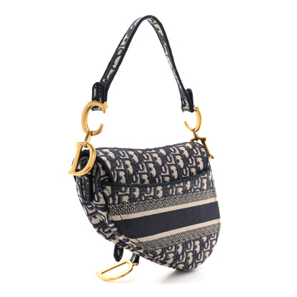 Christian Dior Oblique Embroidered Saddle Bag Blue 3 of 13