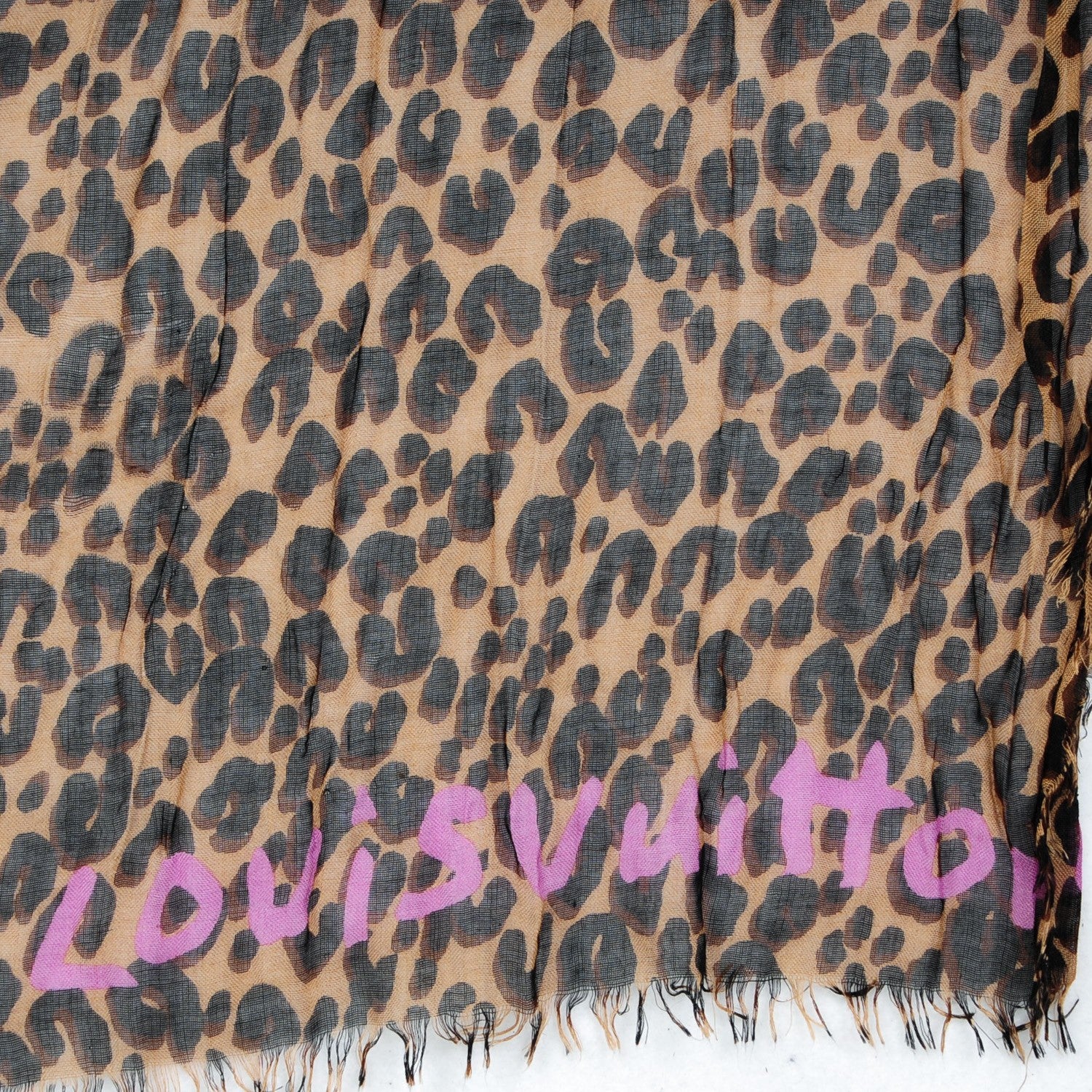 Louis Vuitton Cashmere Silk Leopard Stole Brown 4 of 9