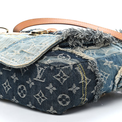 Louis Vuitton Denim Patchwork Posty Messenger Bag Blue 9 of 10