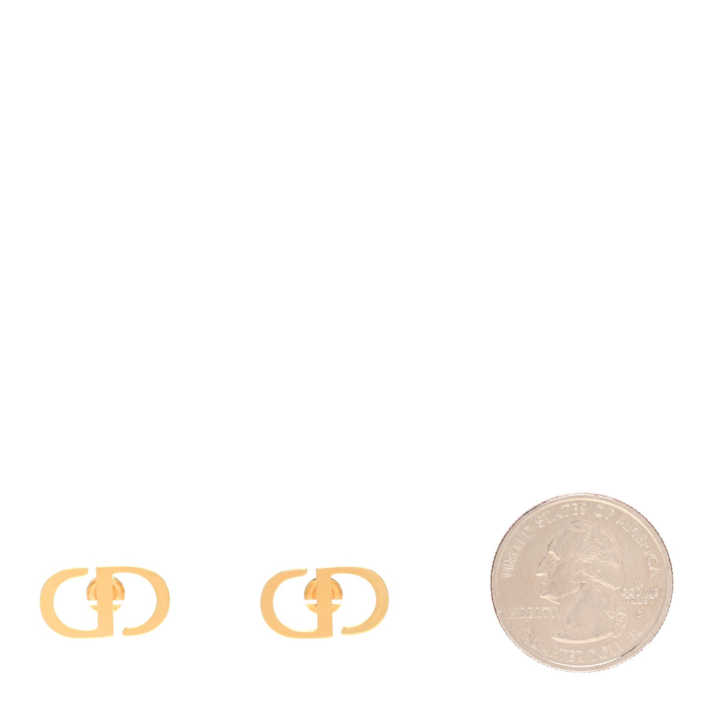 Metal Petit CD Stud Earrings Gold