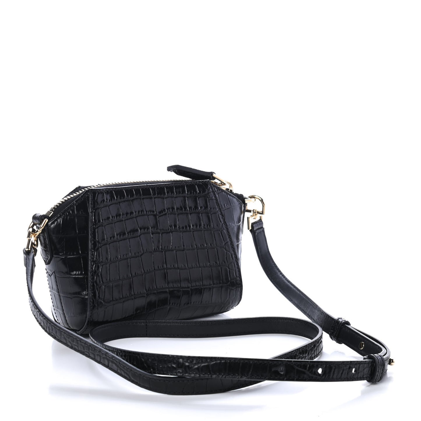 Calfskin Crocodile Embossed Nano Antigona Black
